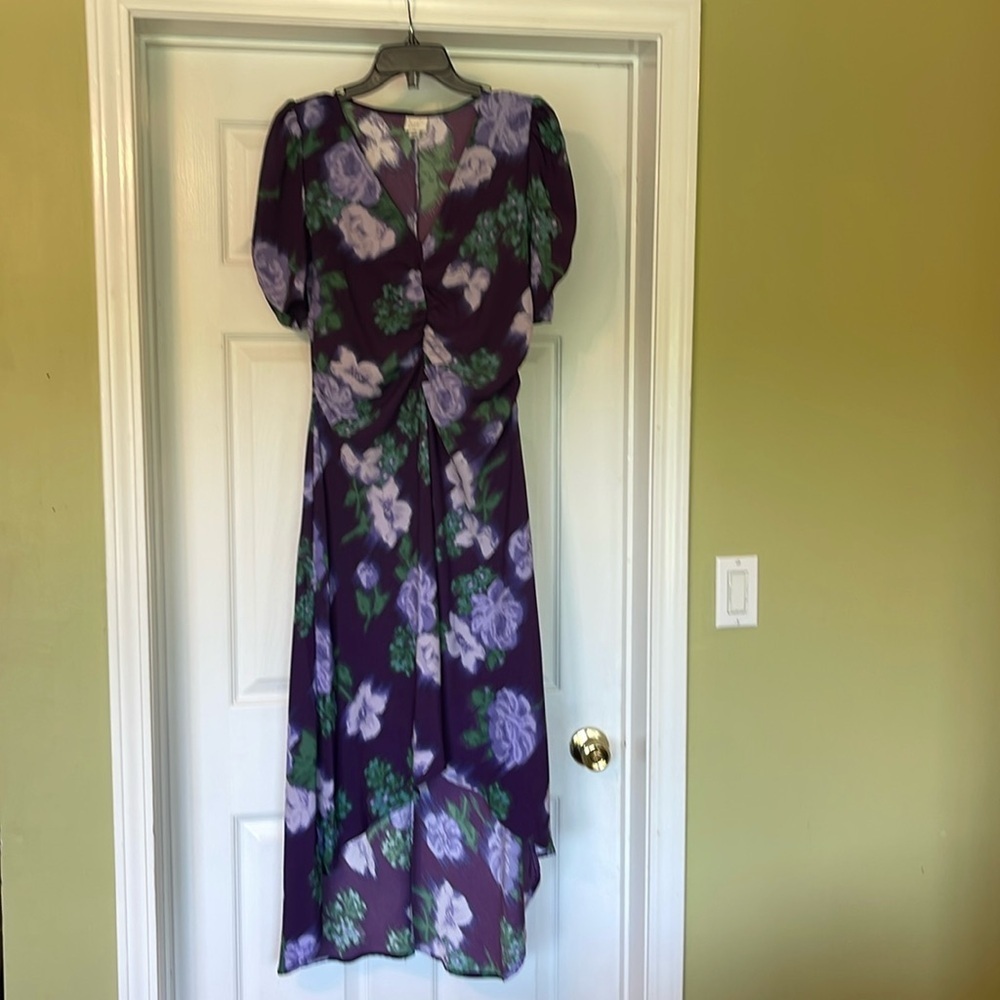 A New Day - purple maxi dress with lavender & green flowers - size M